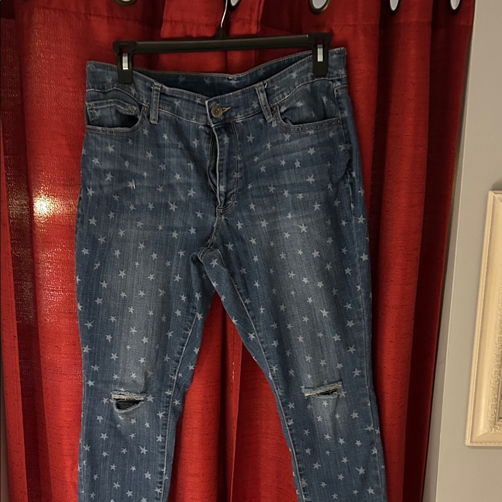 Time and Tru Star-Print Blue Skinny Jeans